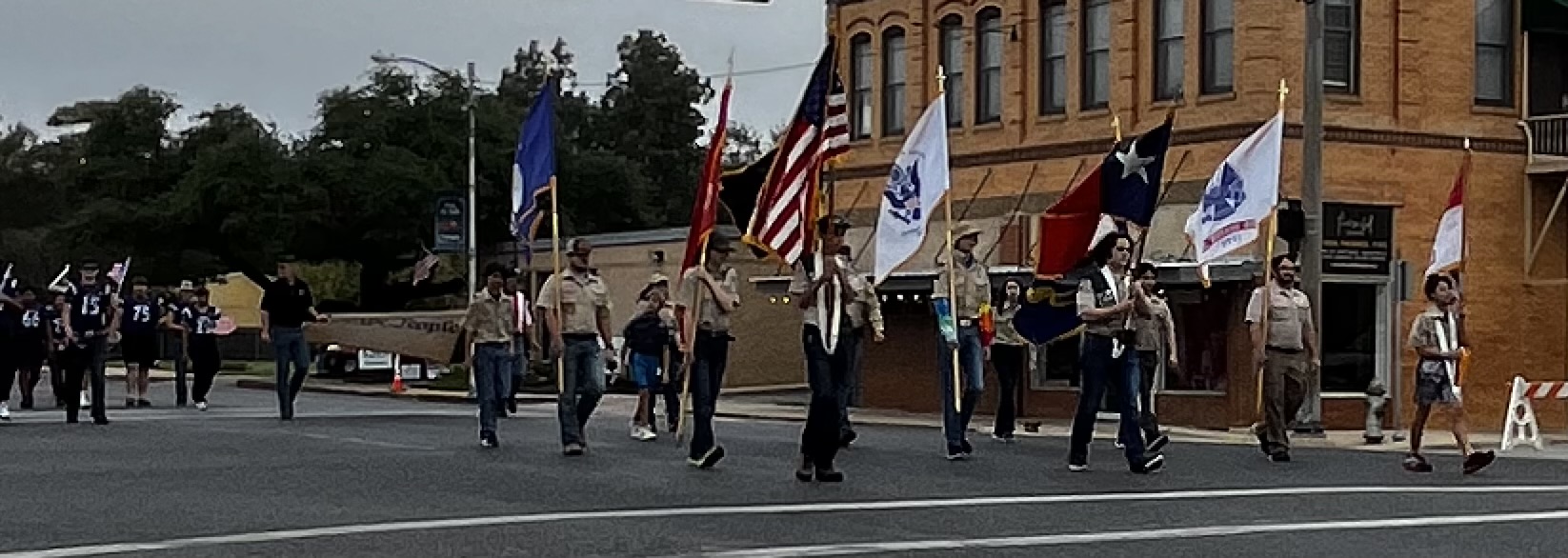 (Above) Troop 182 sponsored by St. Peters Lutheran Church in Elgin. Interested in the Veteran’s parade? Please call or text Jacqueline at (228) 297-8024.